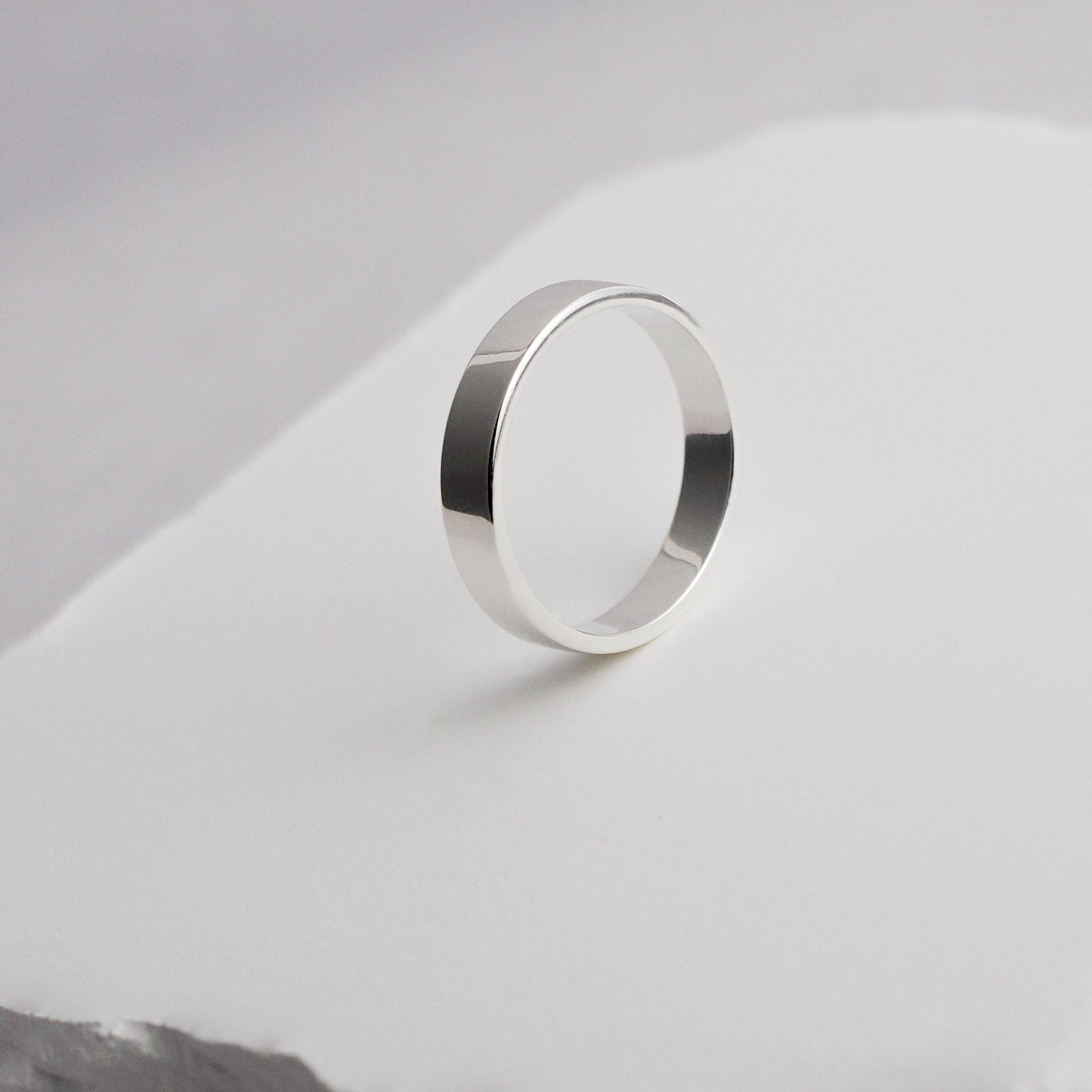 Classic Flat Ring - 4mm (925 Sterling Silver) - Ring - Men's Jewellery