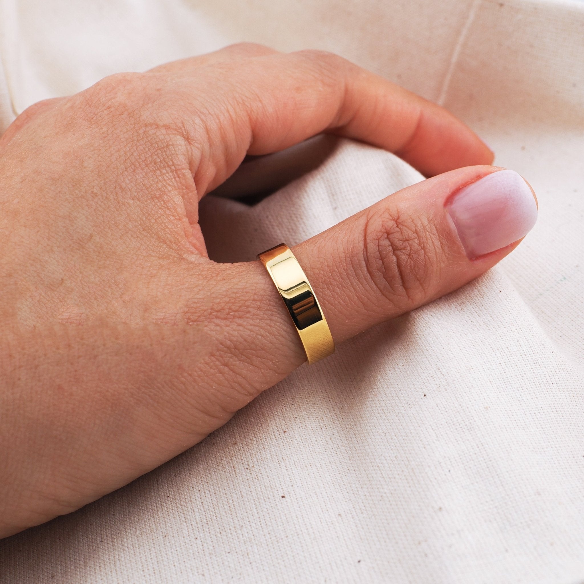 Classic Flat Ring - 5mm (Gold Vermeil) - Ring - Men's Jewellery