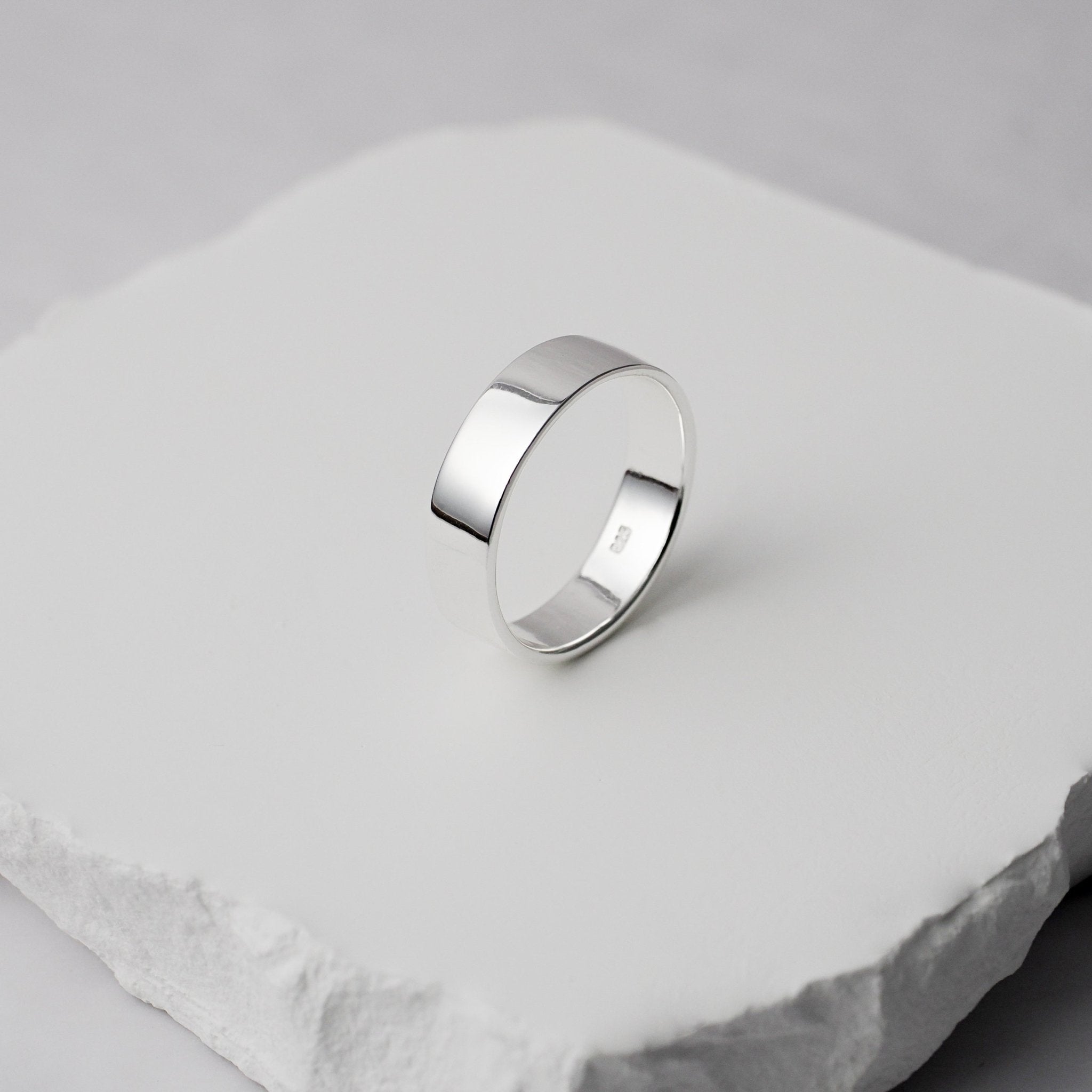 Classic Flat Ring - 6mm (925 Sterling Silver) - Ring - Men's Jewellery