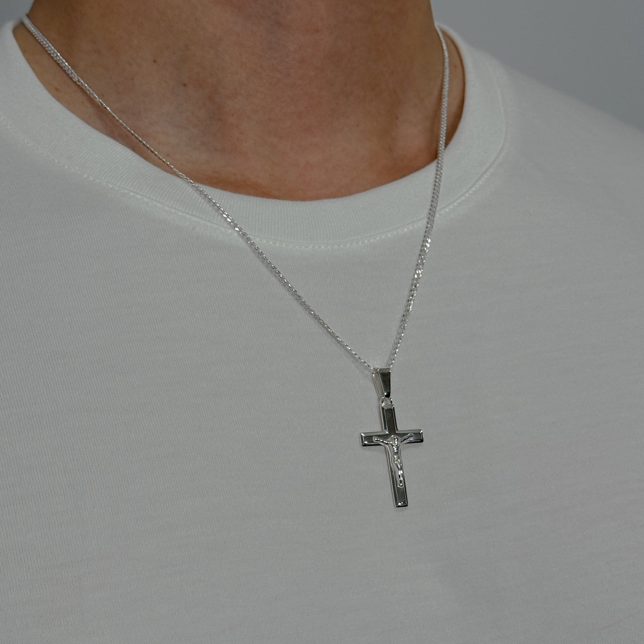 Cornerstone Crucifix (925 Sterling Silver) - Pendant - Men's Jewellery