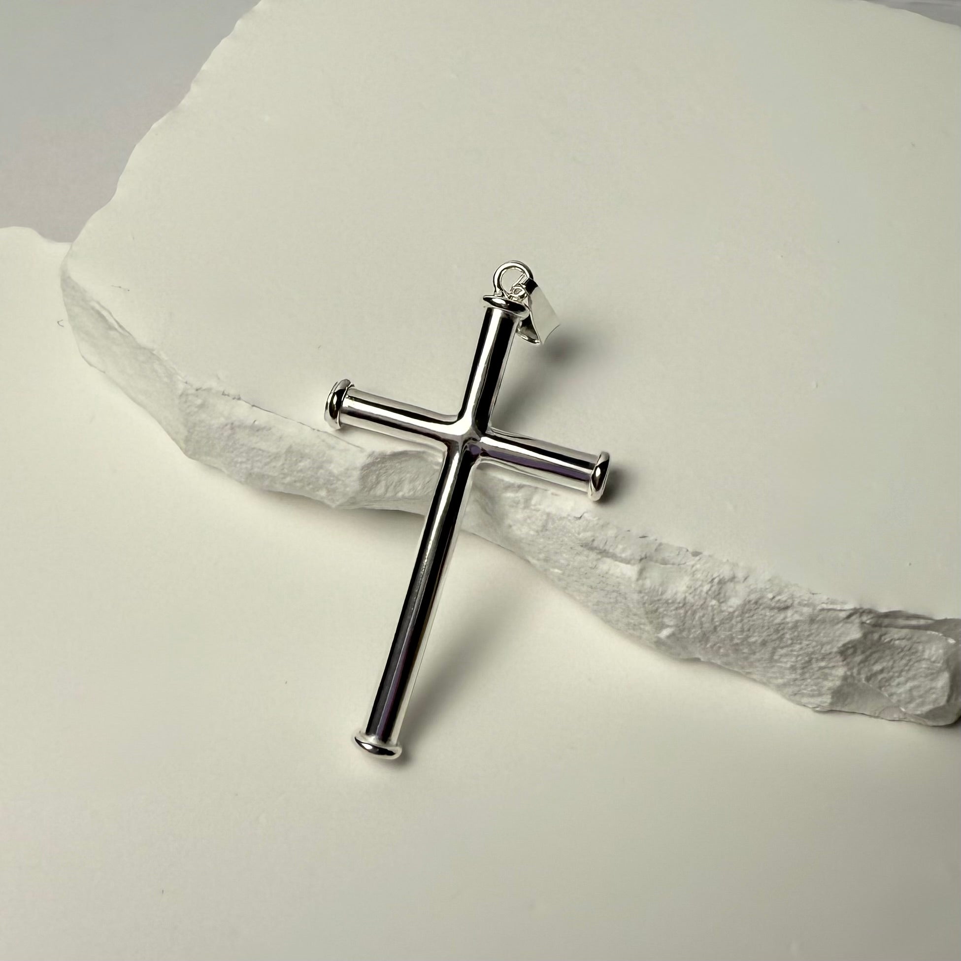 Cross with Border (925 Sterling Silver) - Pendant - Men's Jewellery