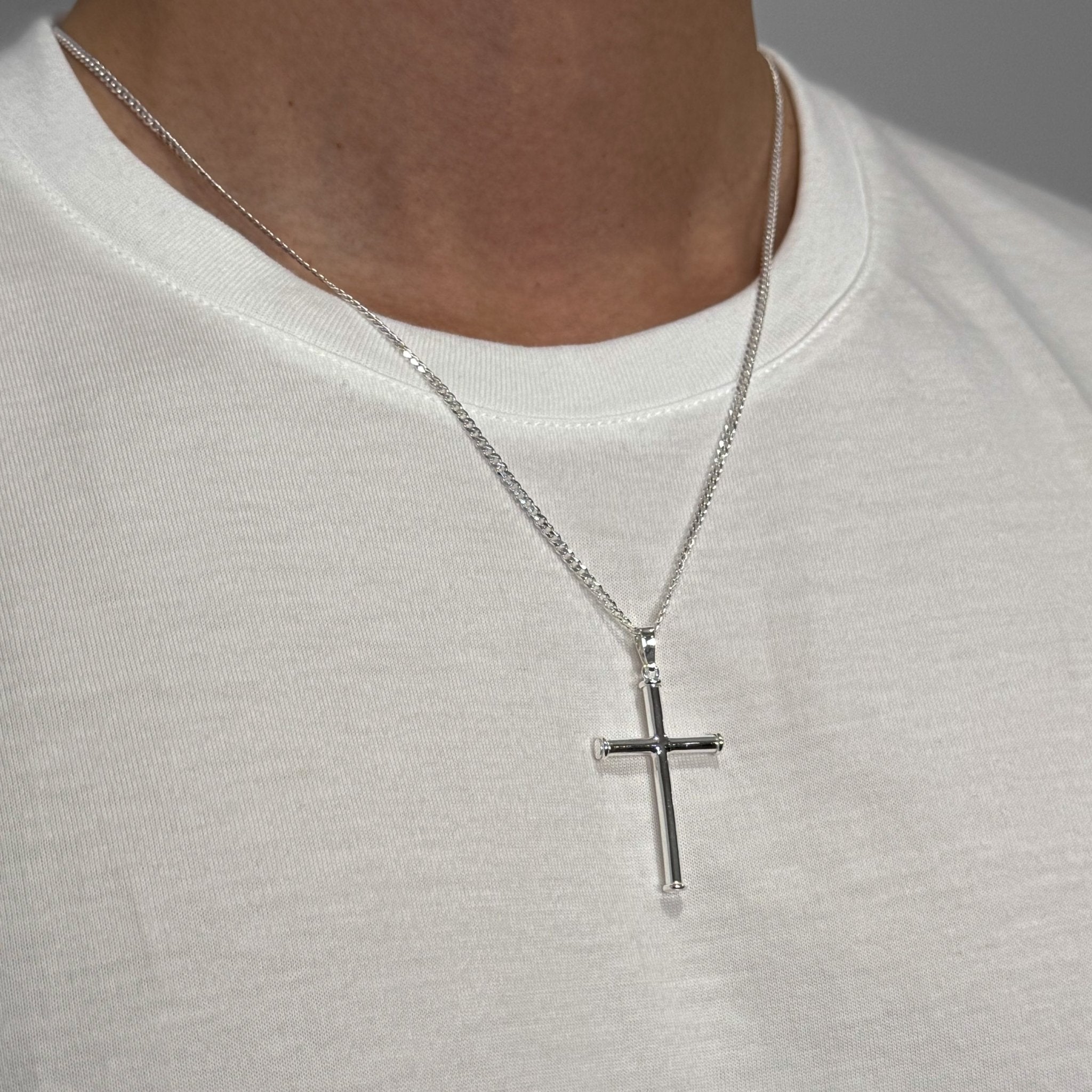 Cross with Border (925 Sterling Silver) - Pendant - Men's Jewellery
