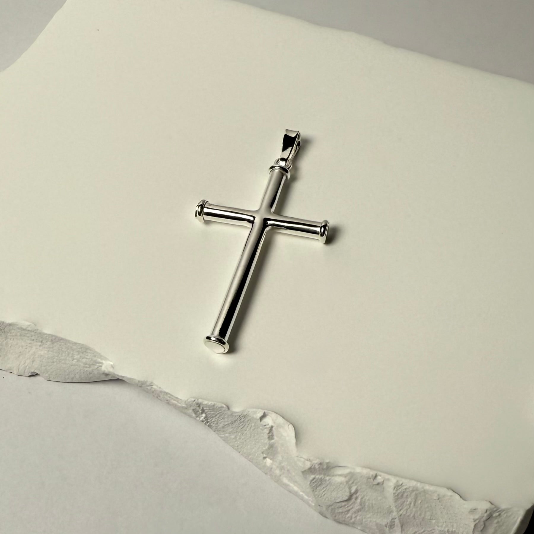 Cross with Border (925 Sterling Silver) - Pendant - Men's Jewellery