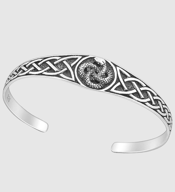 Infinite Ouroboros Cuff (925 Sterling Silver) – Oxidized Celtic and Ouroboros Cuff - Bracelet - Men's Jewellery