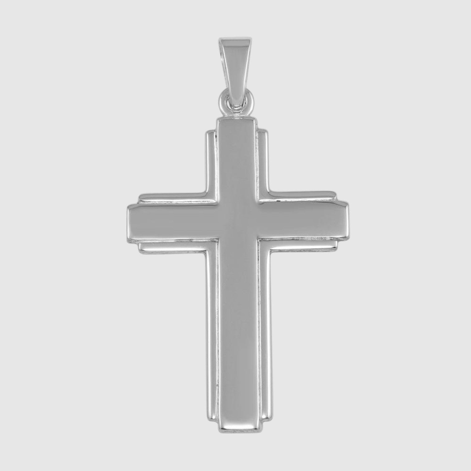 Large Flat Cross (925 Sterling Silver) - Pendant - Men's Jewellery