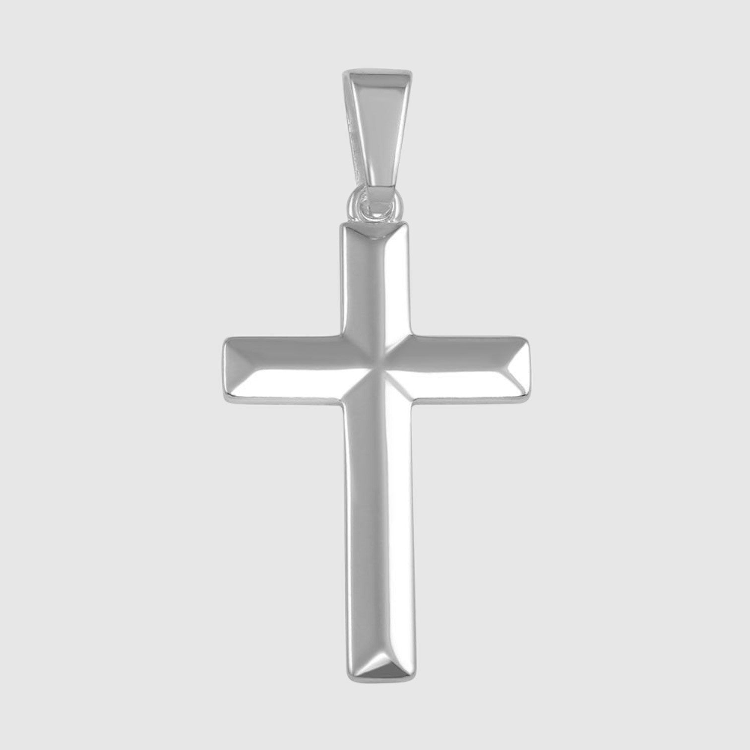 Modern Flat Cross (925 Sterling Silver) - Pendant - Men's Jewellery