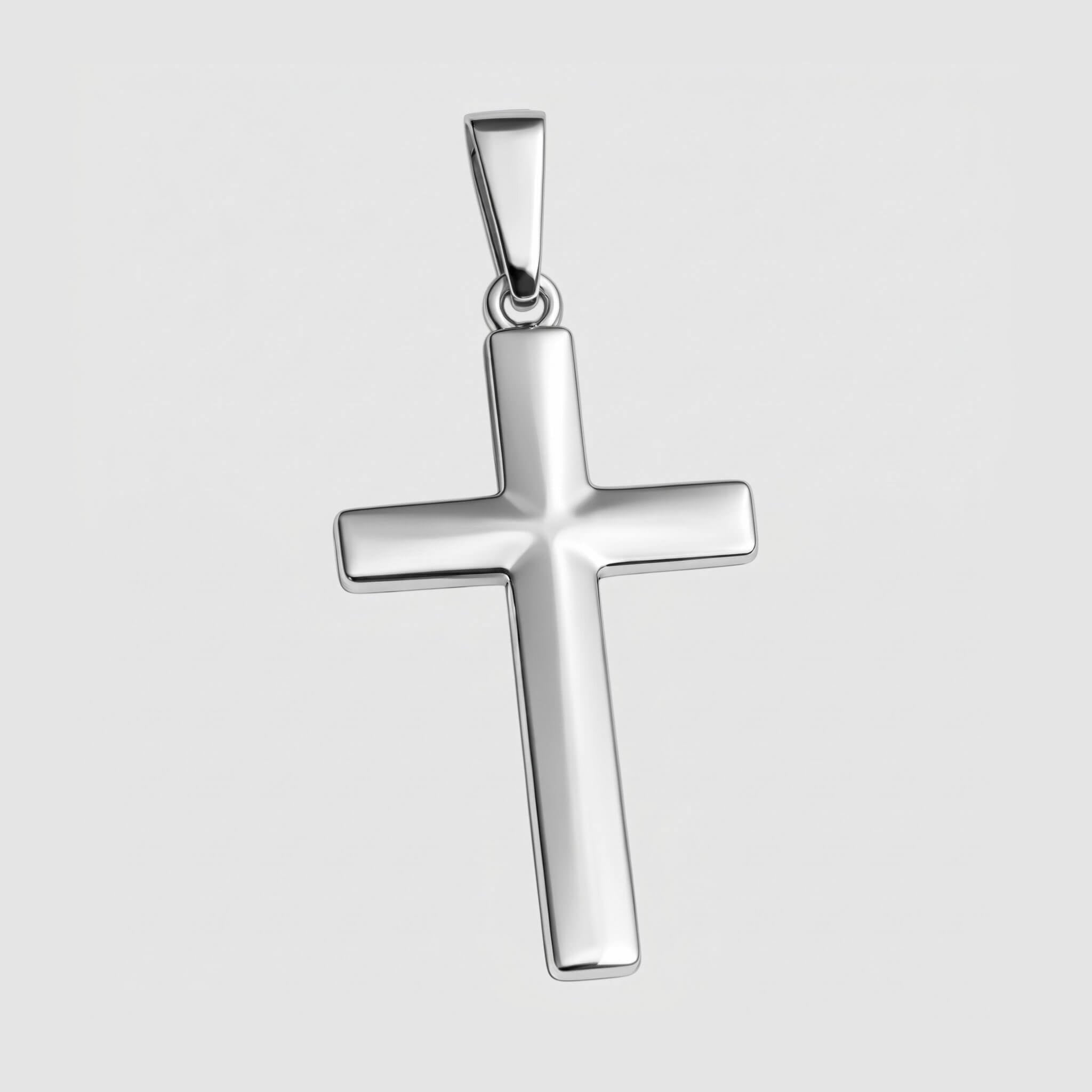 Modern Flat Cross (Sterling Silver) - Pendant - Men's Jewellery