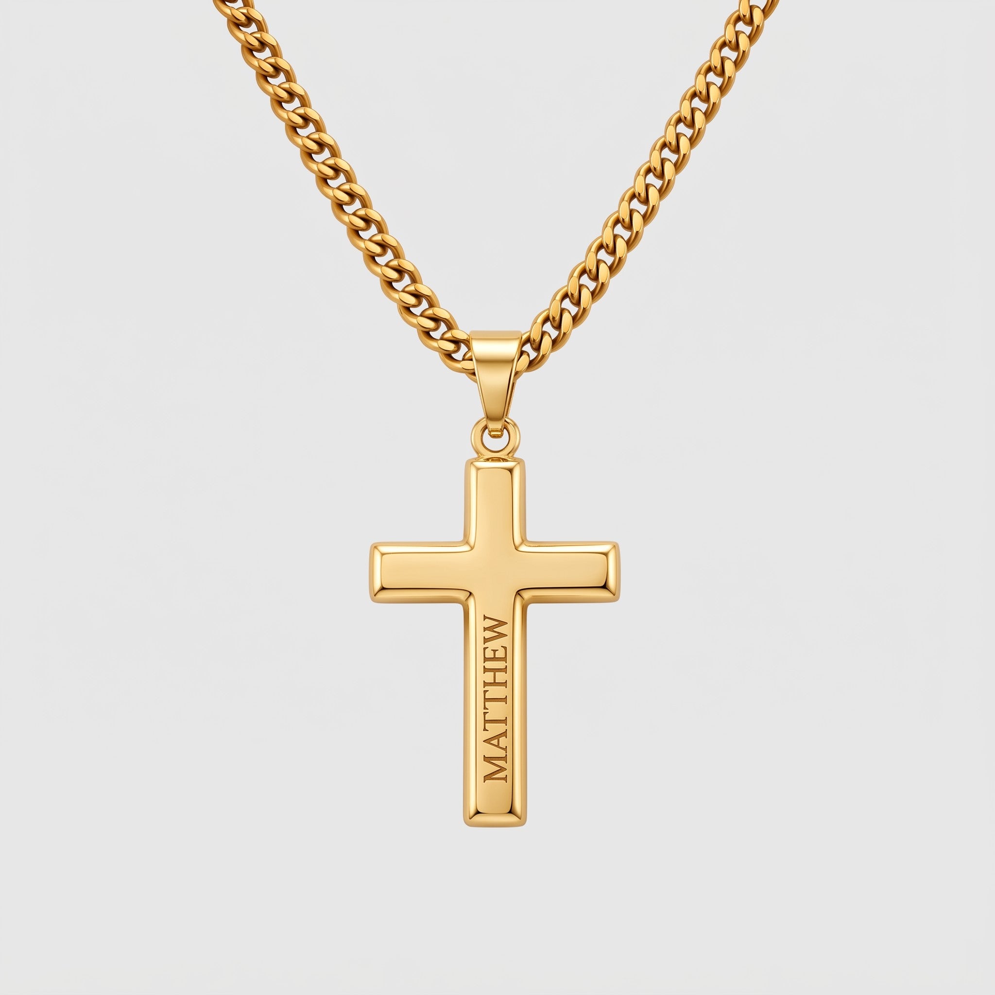 Personalised Large Cross Pendant Necklace - Pendant - Men's Jewellery