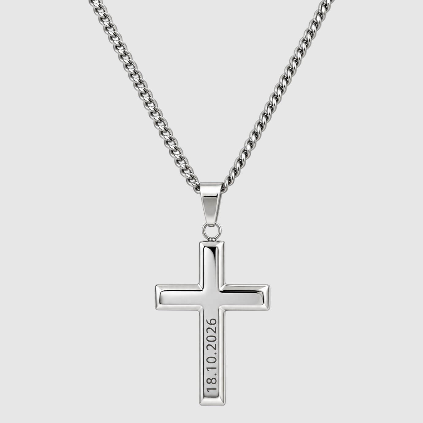 Personalised Large Cross Pendant Necklace - Pendant - Men's Jewellery