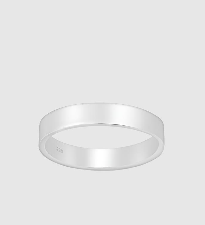 Classic Flat Ring - 4mm (925 Sterling Silver) - Ring - Men's Jewellery