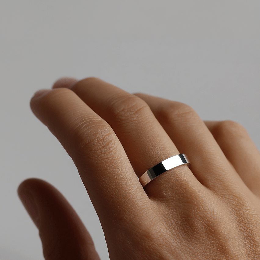 Classic Flat Ring - 4mm (925 Sterling Silver) - Ring - Men's Jewellery