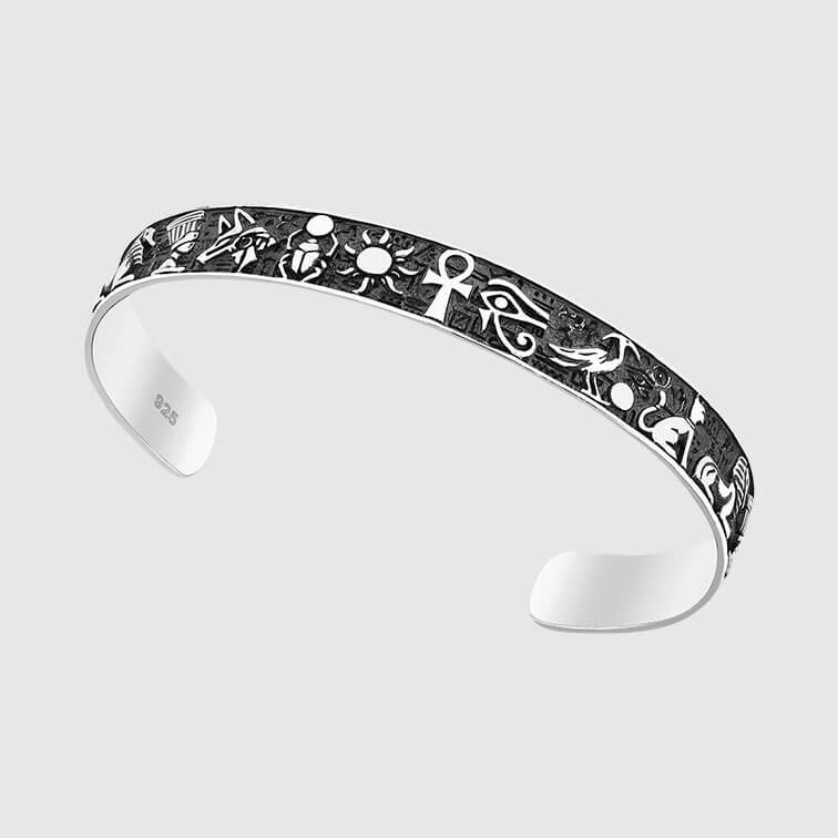 Guardian of Pharaohs Cuff (925 Sterling Silver) – Oxidized Egyptian Cuff - Bracelet - Men's Jewellery