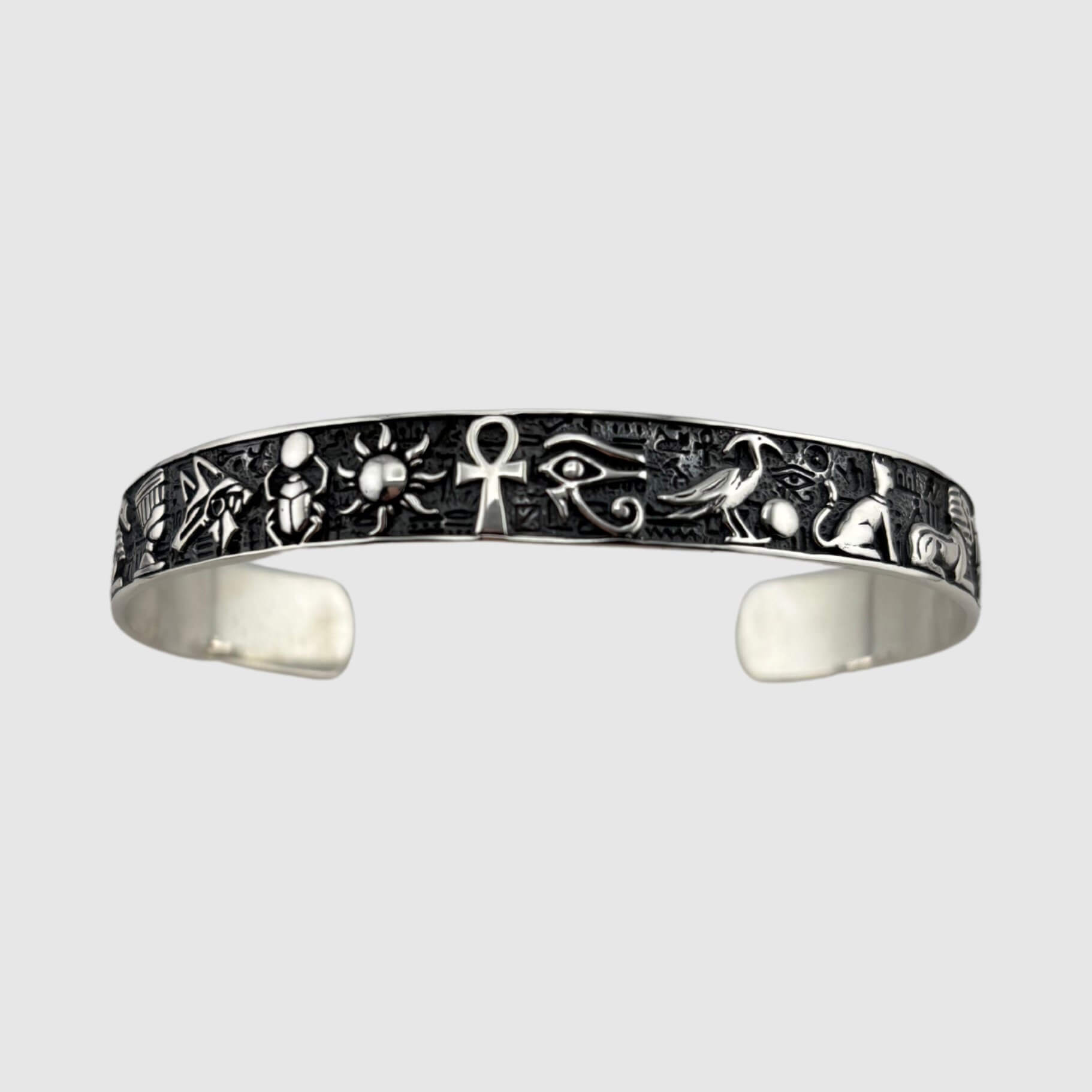 Guardian of Pharaohs Cuff (925 Sterling Silver) – Oxidized Egyptian Cuff - Bracelet - Men's Jewellery