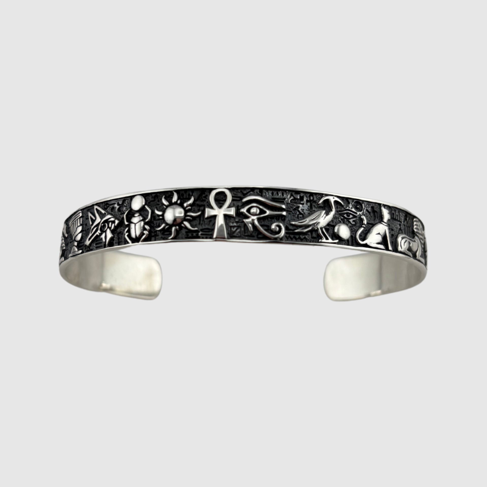 Guardian of Pharaohs Cuff (925 Sterling Silver) – Oxidized Egyptian Cuff - Bracelet - Men's Jewellery