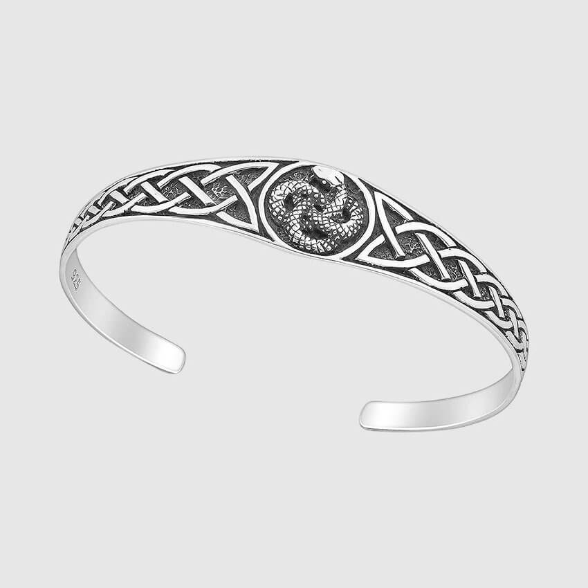 Infinite Ouroboros Cuff (925 Sterling Silver) – Oxidized Celtic and Ouroboros Cuff - Bracelet - Men's Jewellery