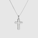 Large Flat Cross (925 Sterling Silver) - Pendant - Men's Jewellery