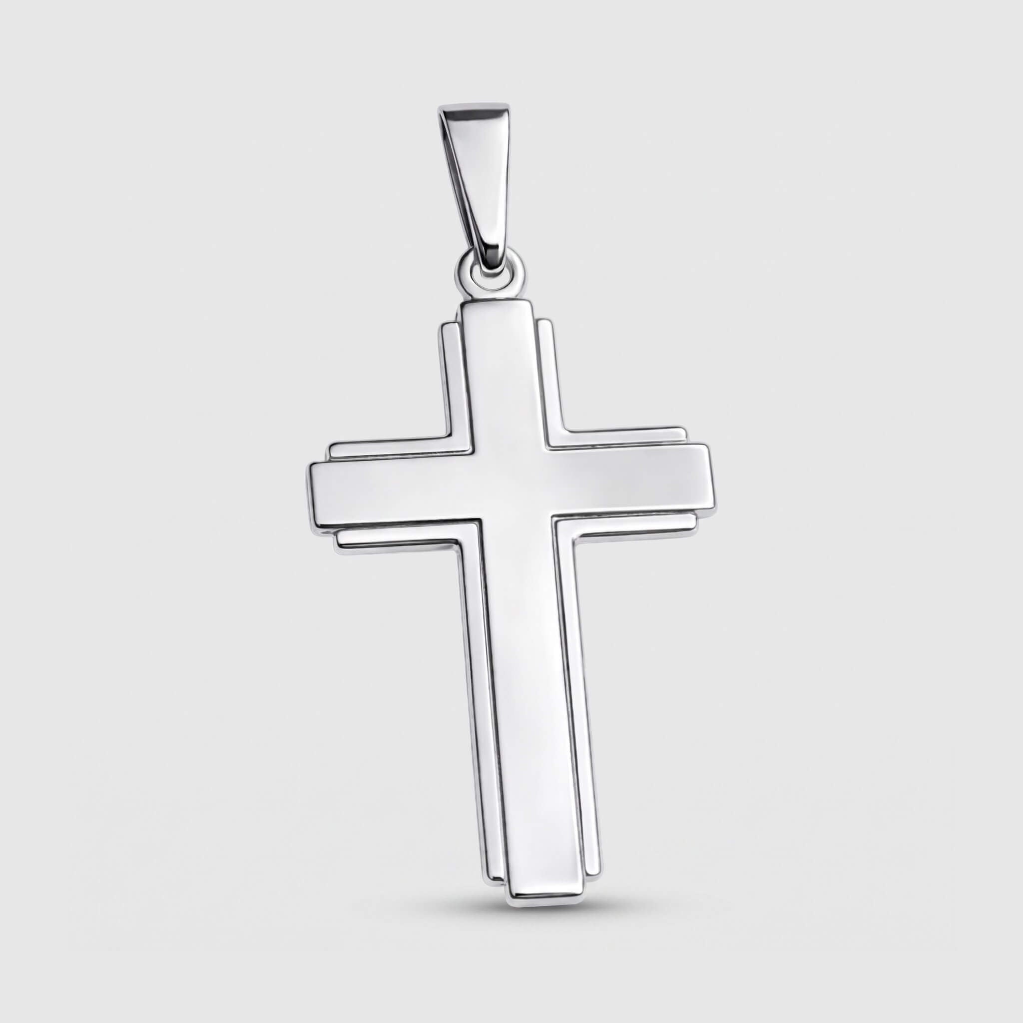 Large Flat Cross (925 Sterling Silver) - Pendant - Men's Jewellery