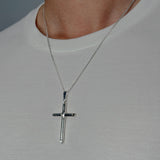 Large Rope Hollow Cross (925 Sterling Silver) - Pendant - Men's Jewellery
