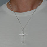 Large Rope Hollow Cross (925 Sterling Silver) - Pendant - Men's Jewellery