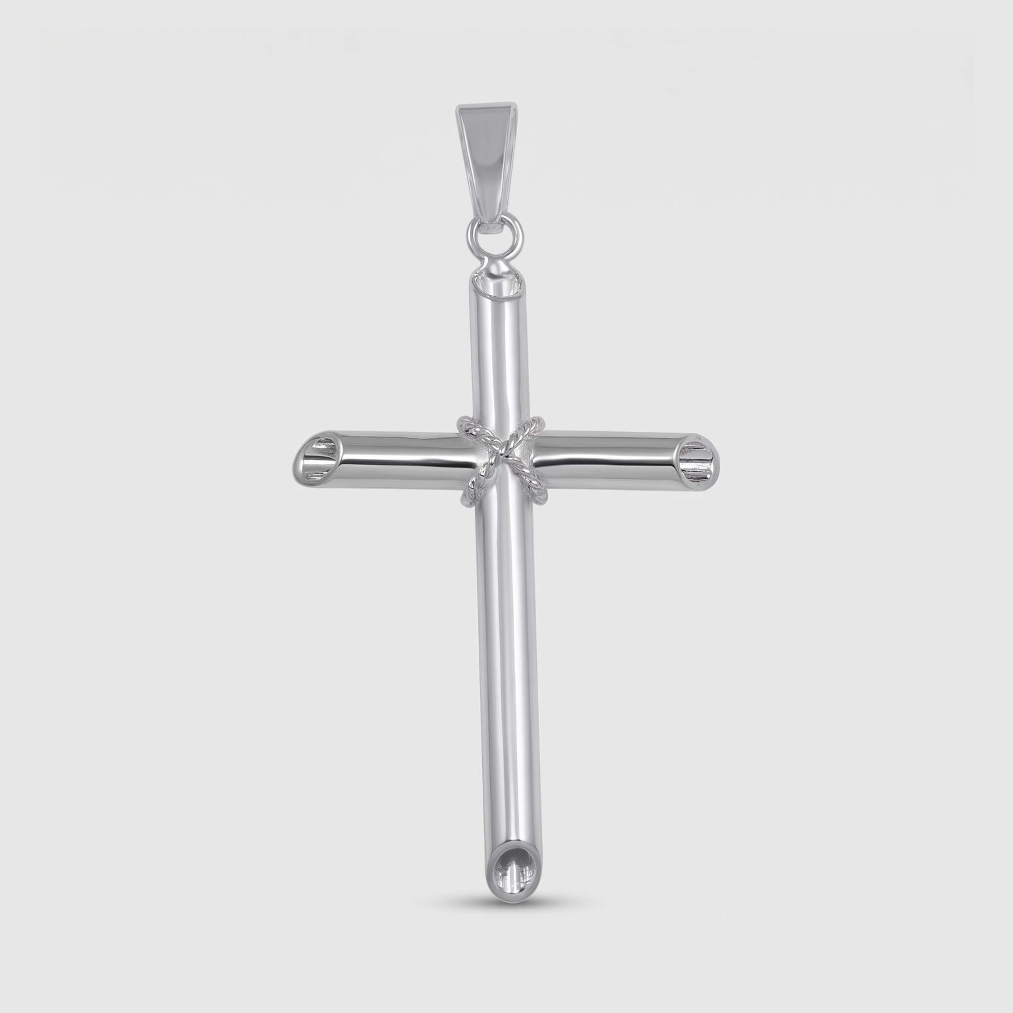 Large Rope Hollow Cross (925 Sterling Silver) - Pendant - Men's Jewellery