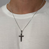 Modern Flat Cross (925 Sterling Silver) - Pendant - Men's Jewellery