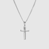 Modern Flat Cross (925 Sterling Silver) - Pendant - Men's Jewellery