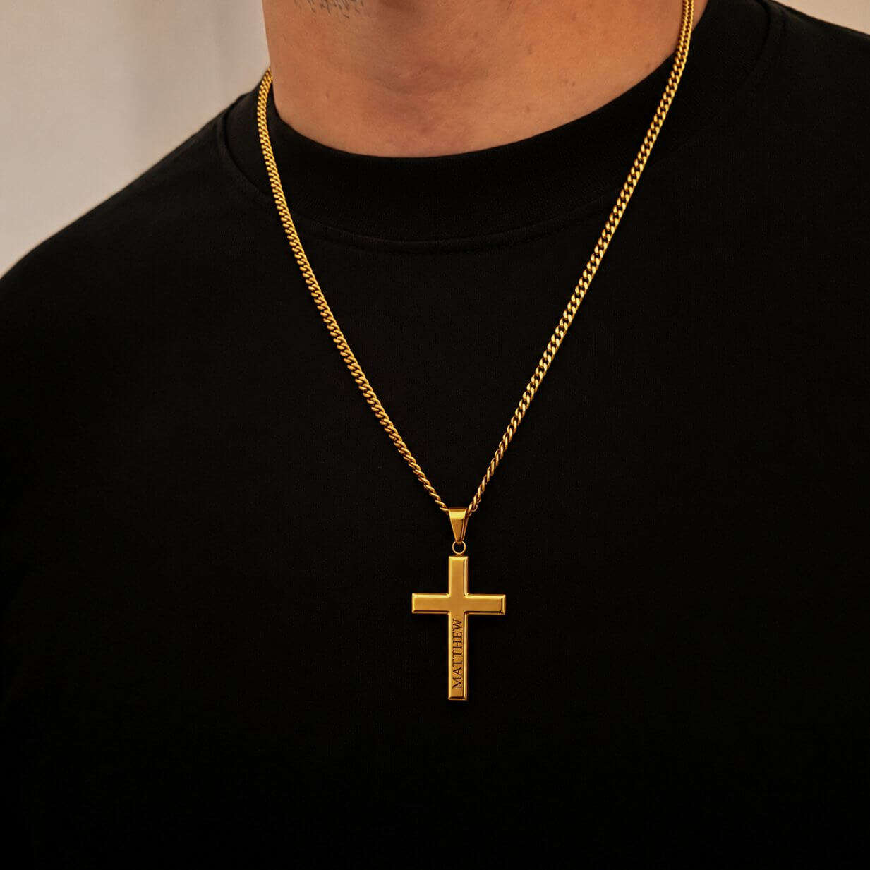 Personalised Large Cross Pendant Necklace - Pendant - Men's Jewellery