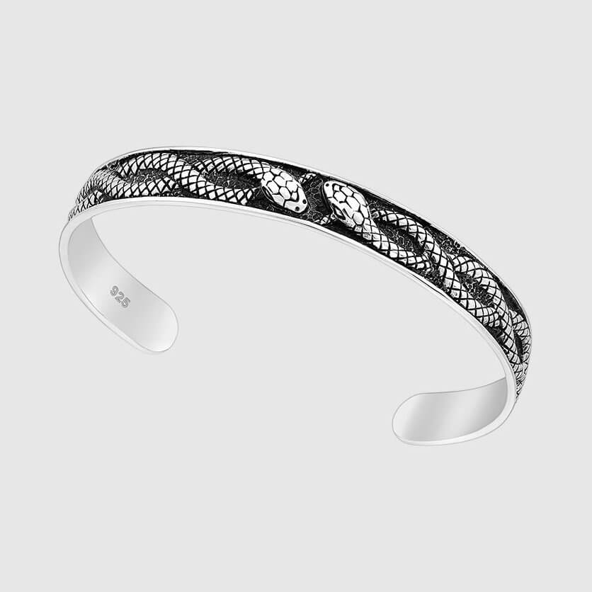 Serpent's Embrace Cuff (925 Sterling Silver) - Bracelet - Men's Jewellery